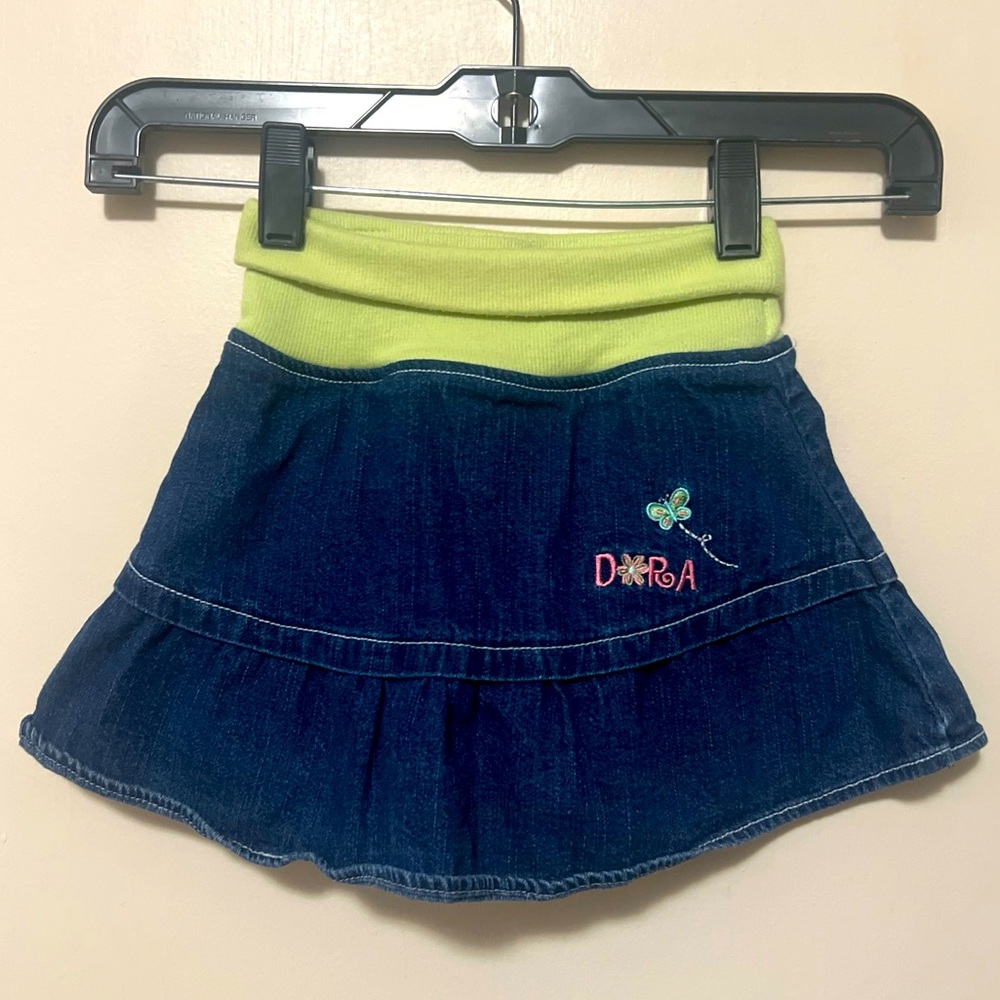 Dora 2005 Embroidered Denim Skirt Nick Jr Girls 24 Month Dora The Explorer Y2K